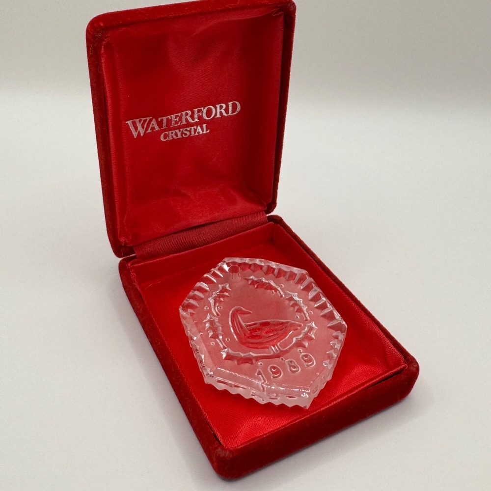 Waterford Crystal 1989 Six Geese A-Laying 12 Days of Christmas Ornament Boxed